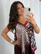 Silky Print Handkerchief Top And Trouser Co-Ord ( 4 Colours)