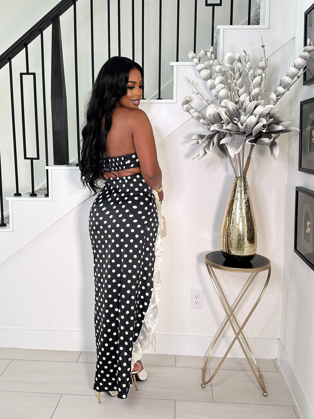 QUEEN ROSE POLKADOT RUFFLE SKIRT SET