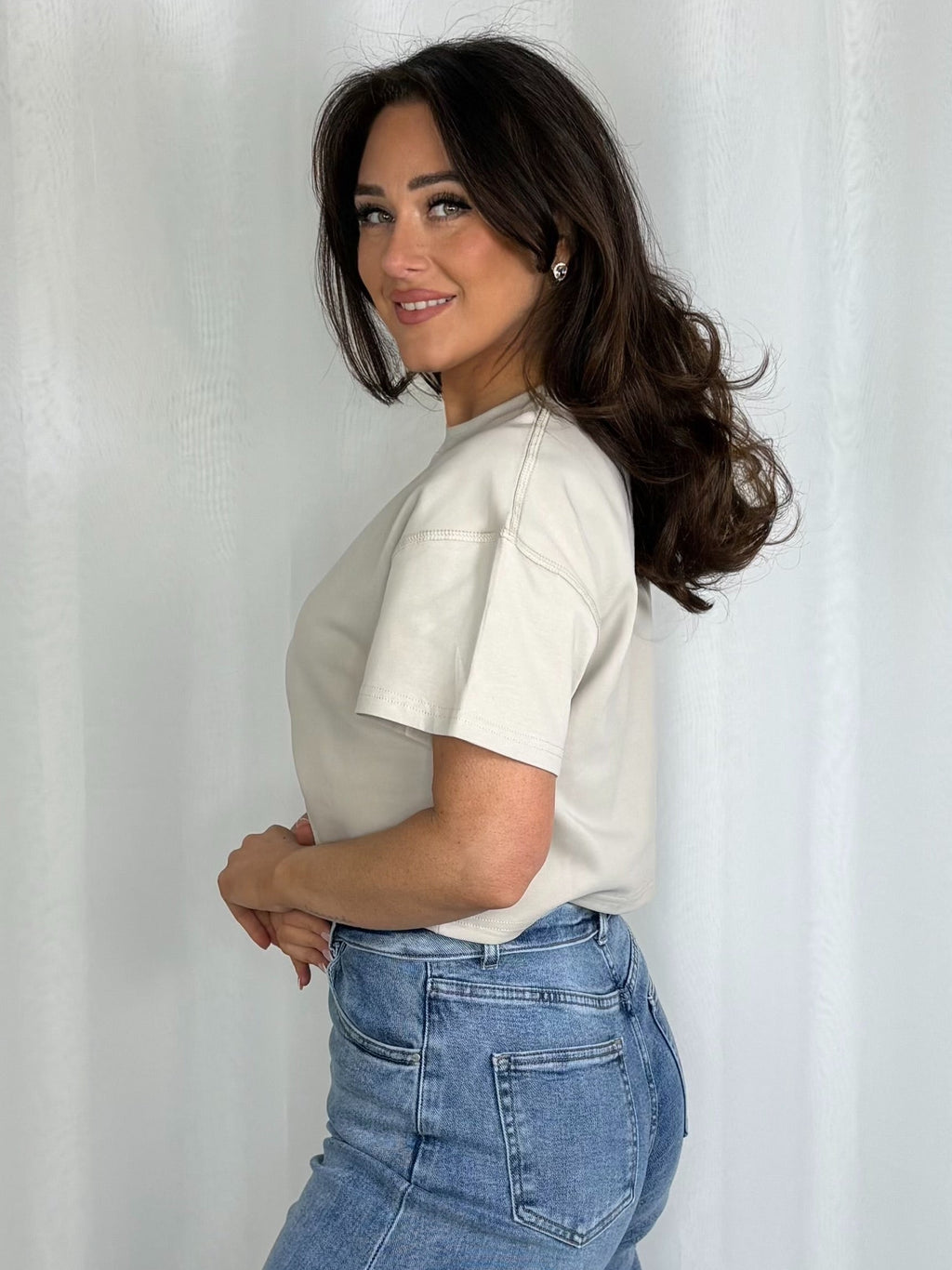 Round Neck Short Sleeve Cropped Top (3 Colours)