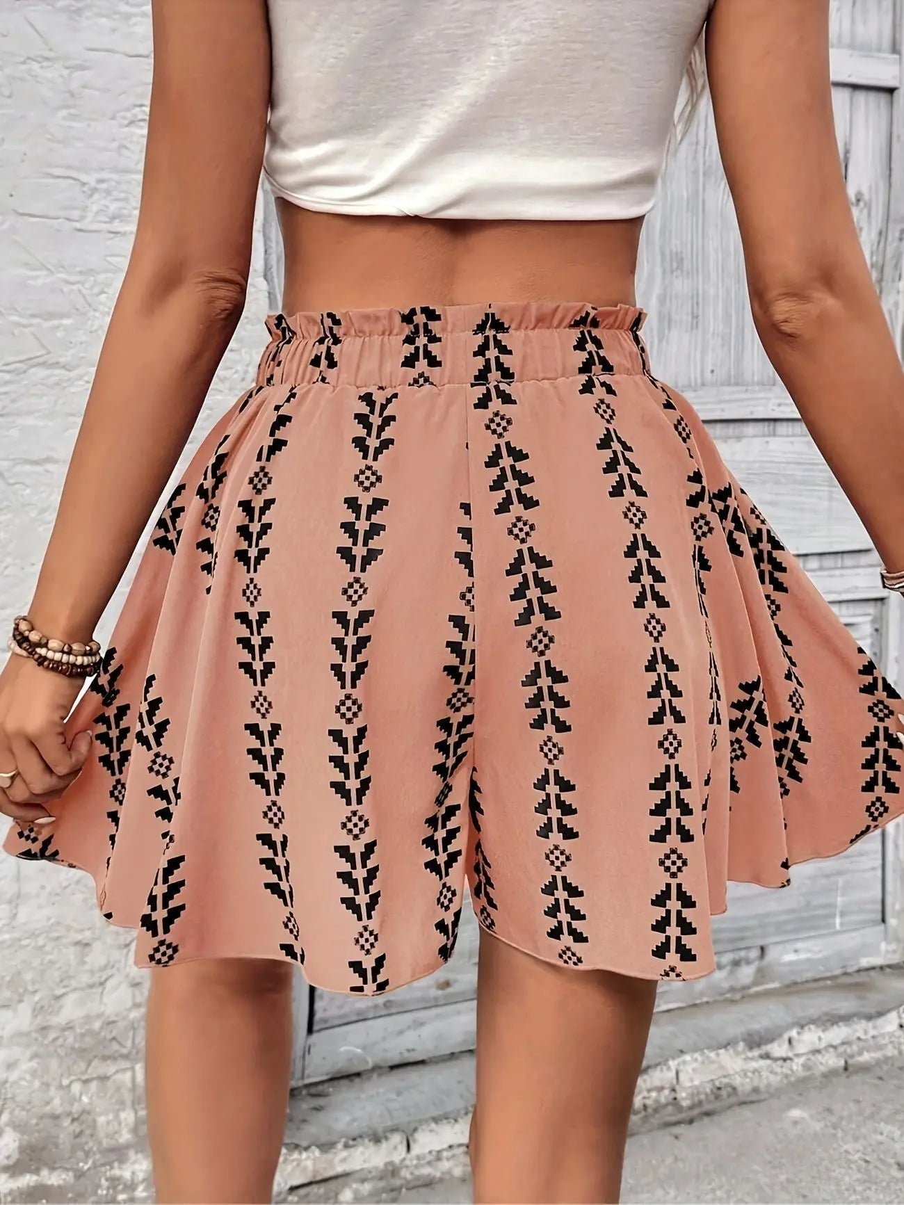 Women's All Over Print Knot Front Shorts, Graphic Print Shorts, Casual Fashionable Shorts for Summer, Women's Bottoms for Daily Wear