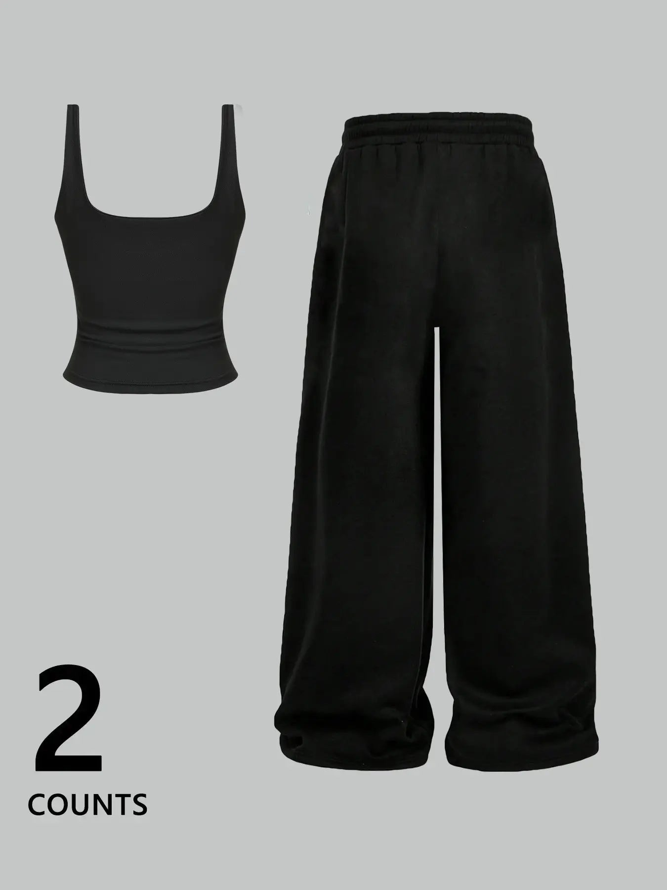 Women's Casual Tank Top Set, Slim-Fit U-Neck Vest and Loose Long Pants, Spider & Spider Web Print, Y2K Street Style