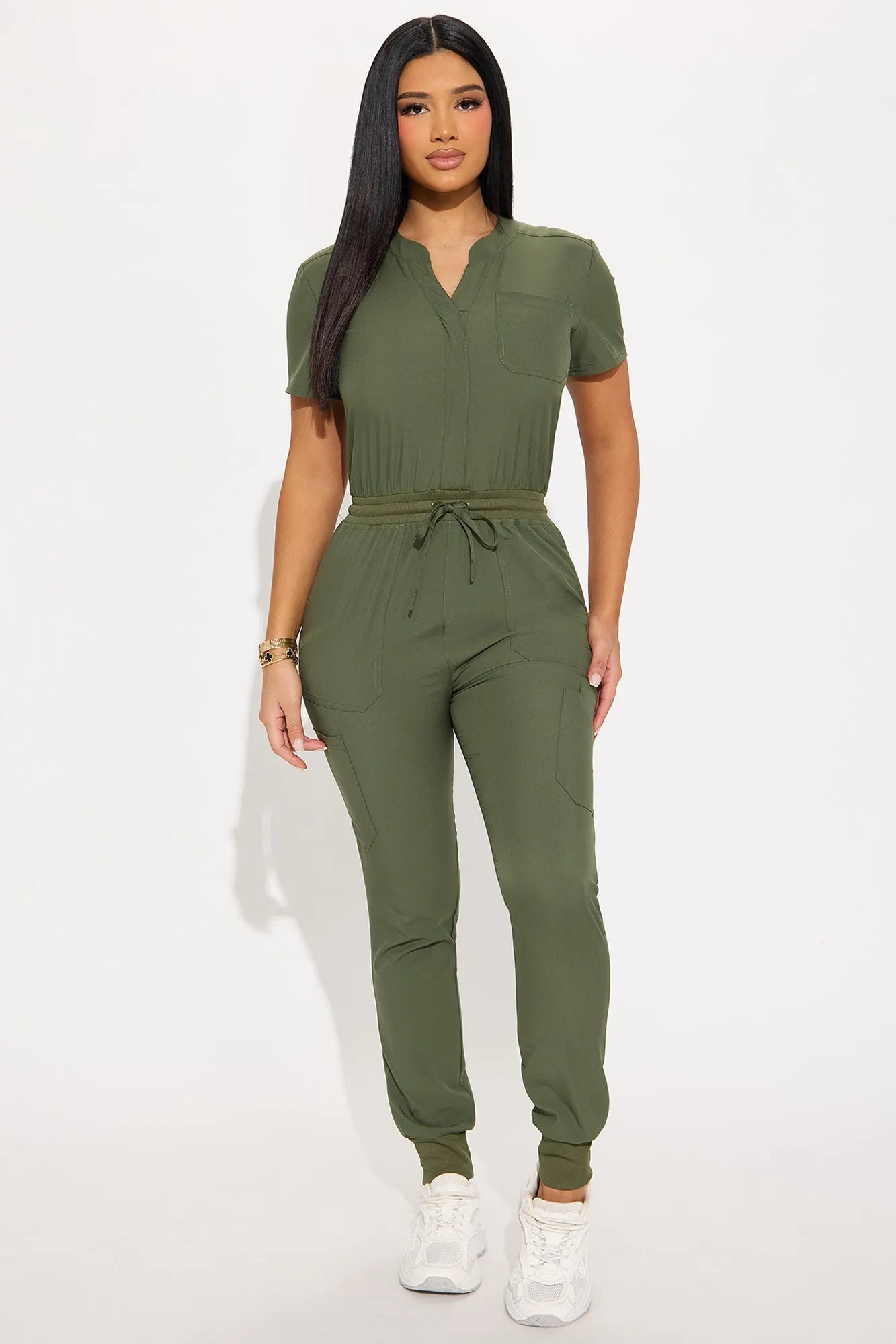 Full Shift Stretch Jogger Scrub Uniform Jumpsuit - Black