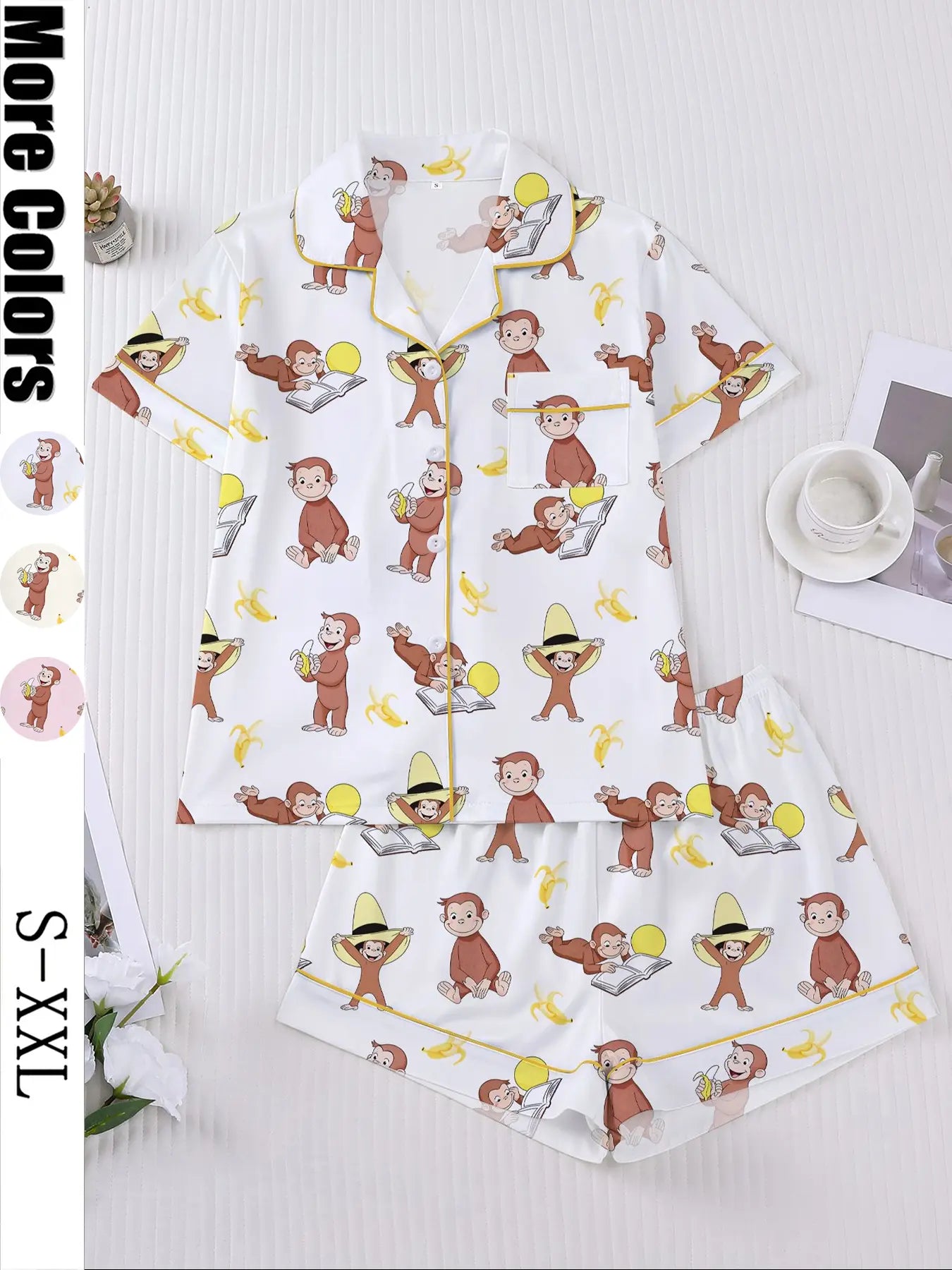 Women's Monkey Banana Print Sleepwear Set