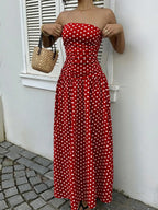 Women's Polka Dot Printed Ruched Waist Sleeveless Halter Dress, Elegant All Season Fashion, Perfect for Casual Wear, Stylish and Comfortable, Casual Fashion Chic, Casual Chic Outfit