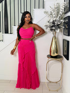 PINK PARADISE PLEATED SKIRT SET