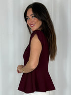 Pearl Detailed Neck Peplum Top (2 Colours)