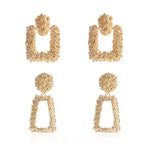 Geometric Frosted Stud Earrings Exaggerated Irregular Embossed Retro Ear Rings