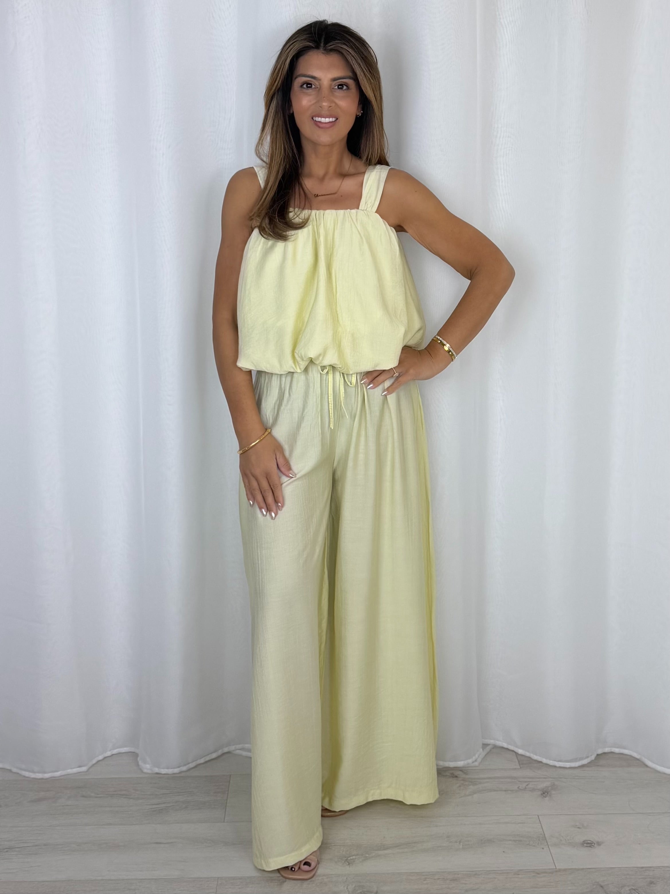 Balloon Style Thick Strap Top And Gathered Trouser Co-Ord (10 Colours)