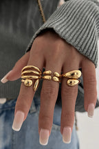 Glossy Alloy Fashionable Geometric Open Rings Set