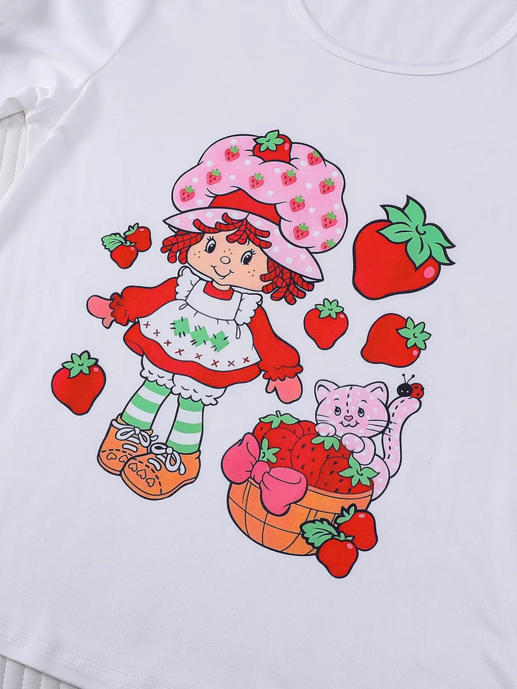 Women's Casual Cute Strawberry Print 3 Piece Pajama Set