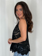 Crochet Lace Vest Top With Scalloped Edge (9 Colours)