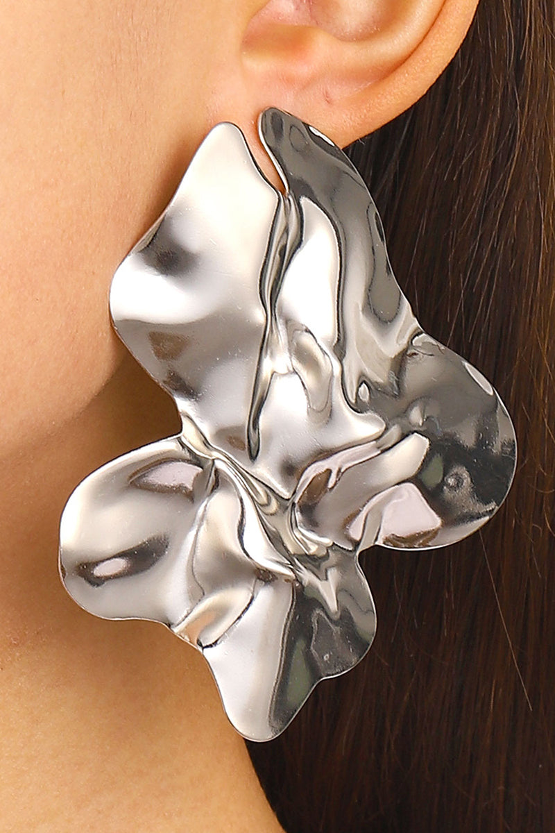 Irregular Shaped Metallic Sheen Fashionable Stud Earrings