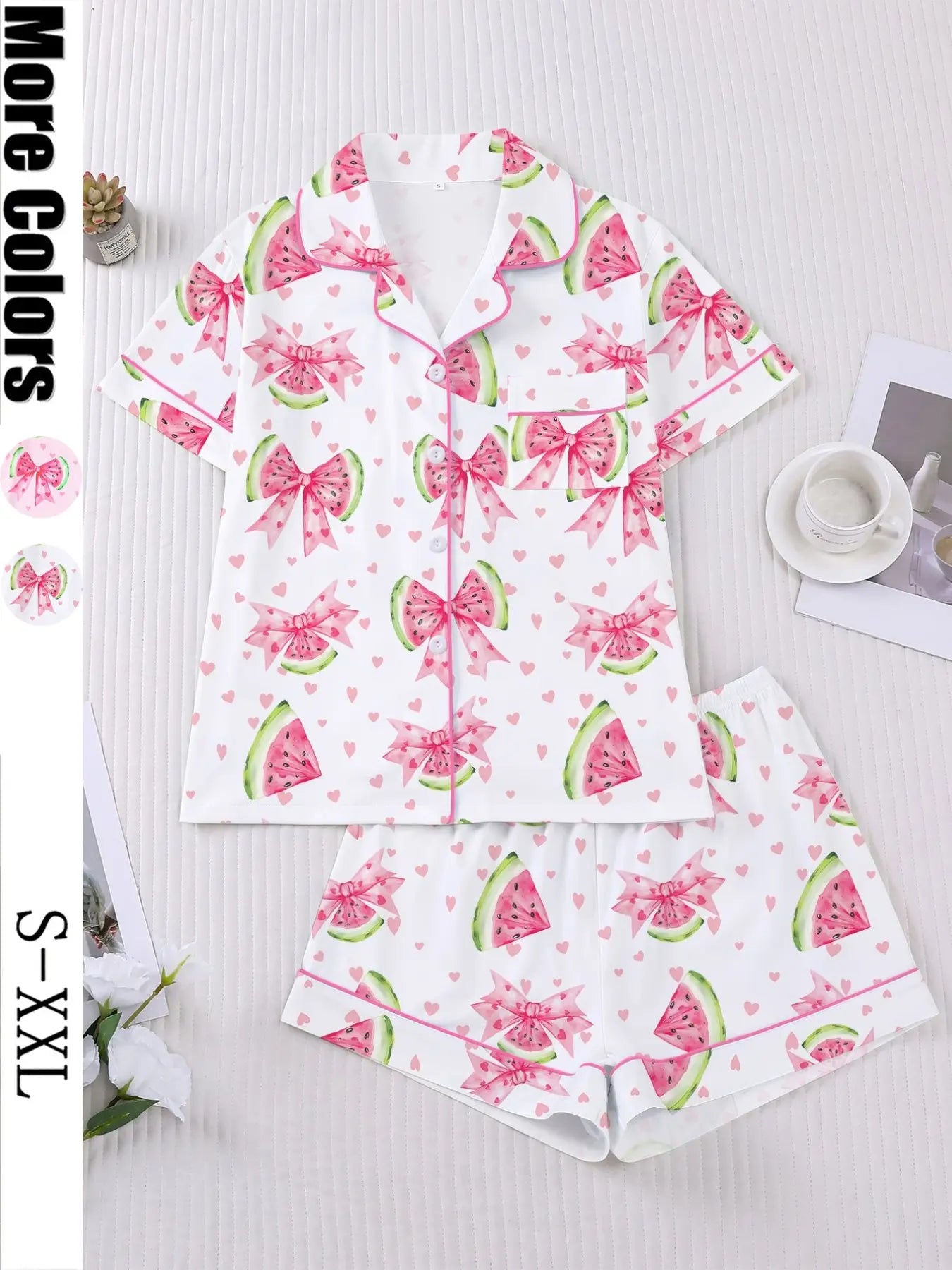 Women's 2-Piece Waffle Printed Sleepwear Set