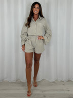Stripe Flared Sleeve Shirt & Shorts Co-Ord (2 Colours)