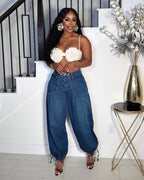 STEP OUT DRAW STRINGS DENIM PANTS