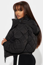 Snow Days Quilted Puffer Jacket - Black