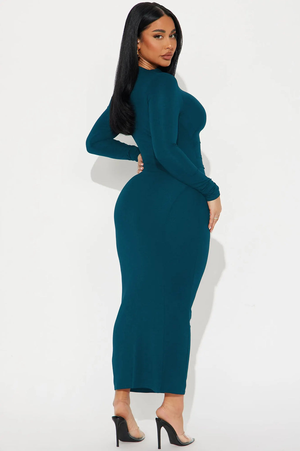 Lana Long Sleeve Midi Dress - Black