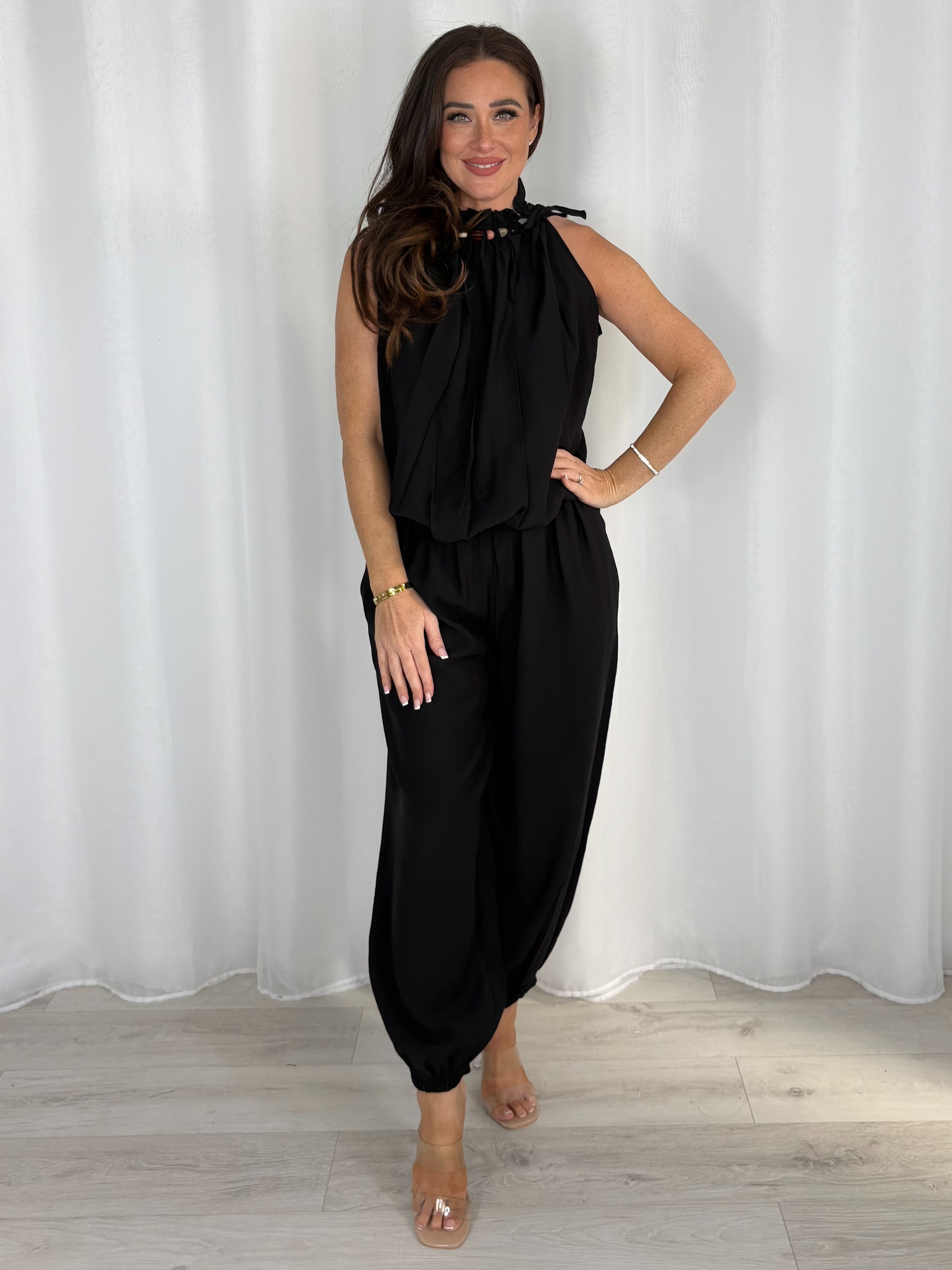 Harem Trouser And Balloon Top With Stone Detail Co-Ord (4 Colours)