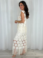 Floral Crochet Tassel Top And Midi Skirt Co-Ord