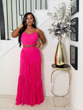 PINK PARADISE PLEATED SKIRT SET