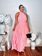 BLUSH AWAY CHIFFON HALTER DRESS