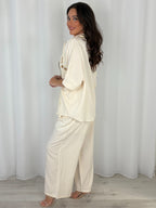Palm Tree Beaded Detailing Shirt And Trouser Co-Ord