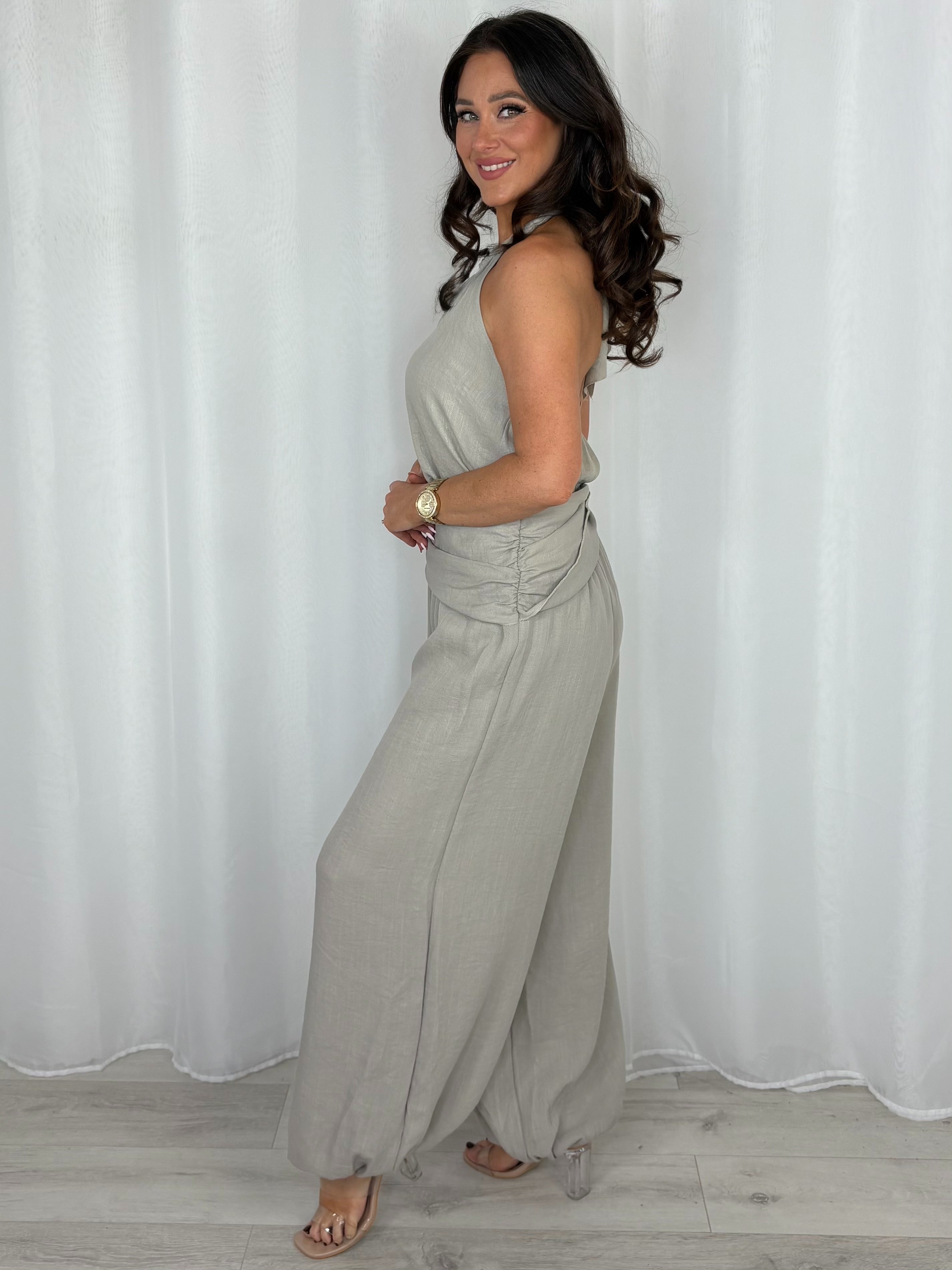 Rope Halter Neck Tie Waist Harem Trouser Co-Ord (6 Colours)