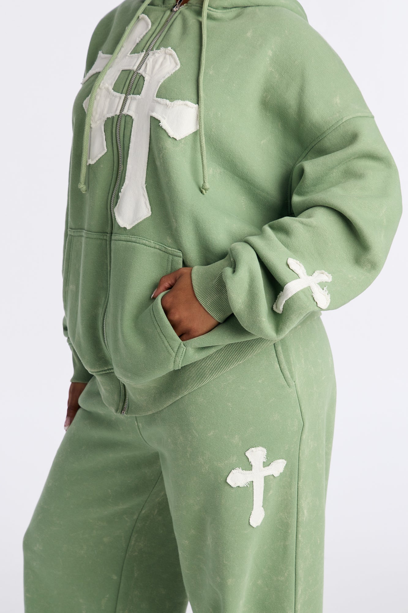 Double The Intentions Washed Fleece Hoodie - Pink