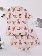 Women's Monkey Banana Print Sleepwear Set