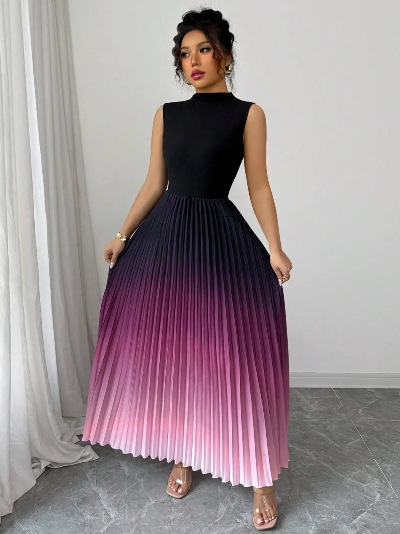 Women's Ombre Print Tank Dress, Elegant Sleeveless Dress for Party, Ladies' Clothes for All Seasons, Formal Dresses, Elegant Classy Flattering