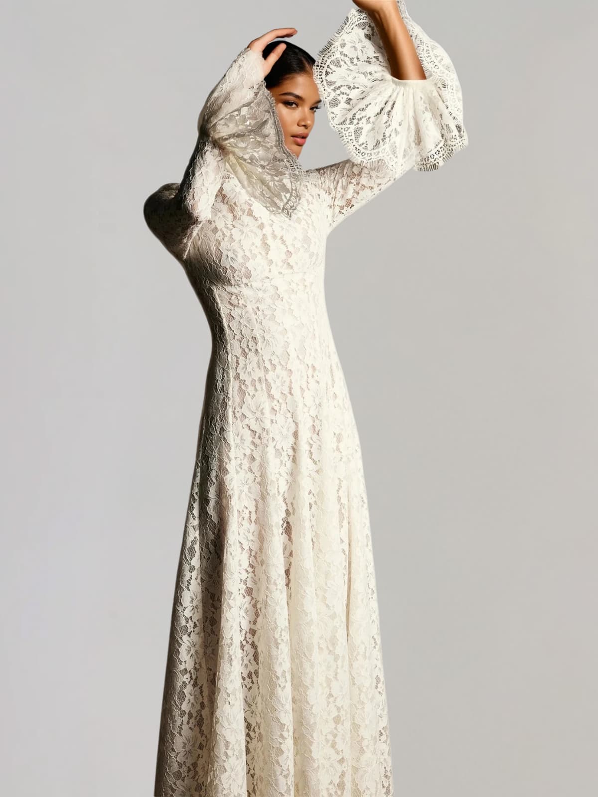 Ferith Bell Sleeve Lace Maxi Dress