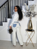KELLY DISTRESS CARGO DRAW STRING DENIM PANTS