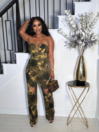BIG STEPPER STRAPLESS CAMO JUMPSUIT