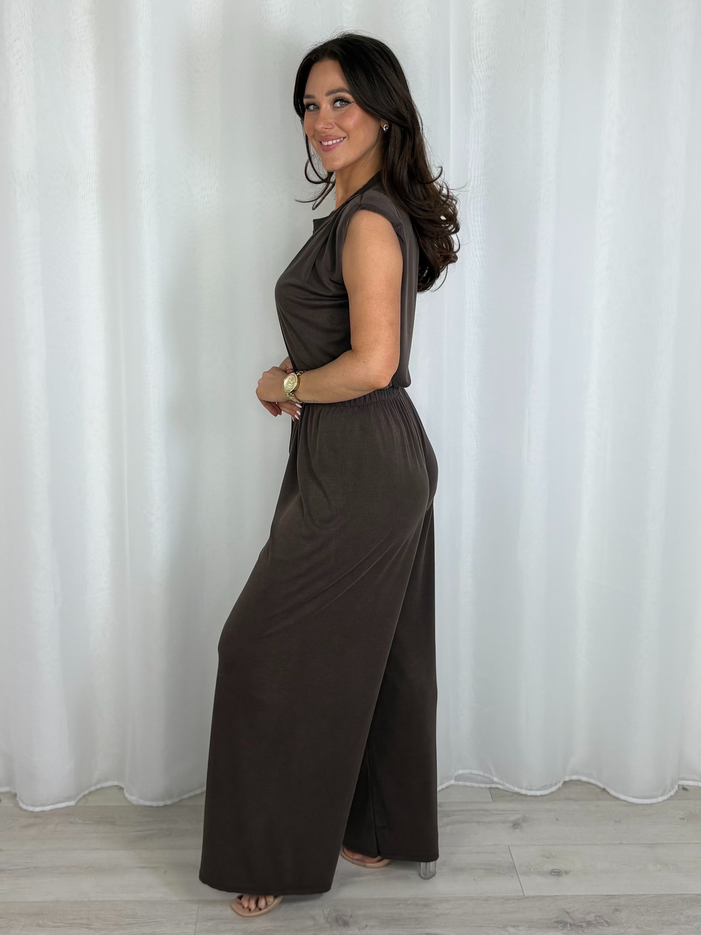 Shoulder Pad Sleeveless Trouser Co-Ord (7 Colours)