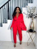 TOP FASHION CUTOUT BLAZER PANT SET