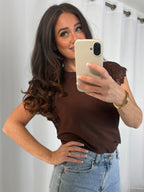 Capped Sleeve Crochet Detail Top (3 Colours)