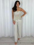 Beaded Strap Detail Paisley Print Top And Trouser Co-Ord (3 Colours)