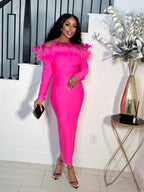 THE SOPHISTICATED GIRL BANDAGE FEATHER DRESS