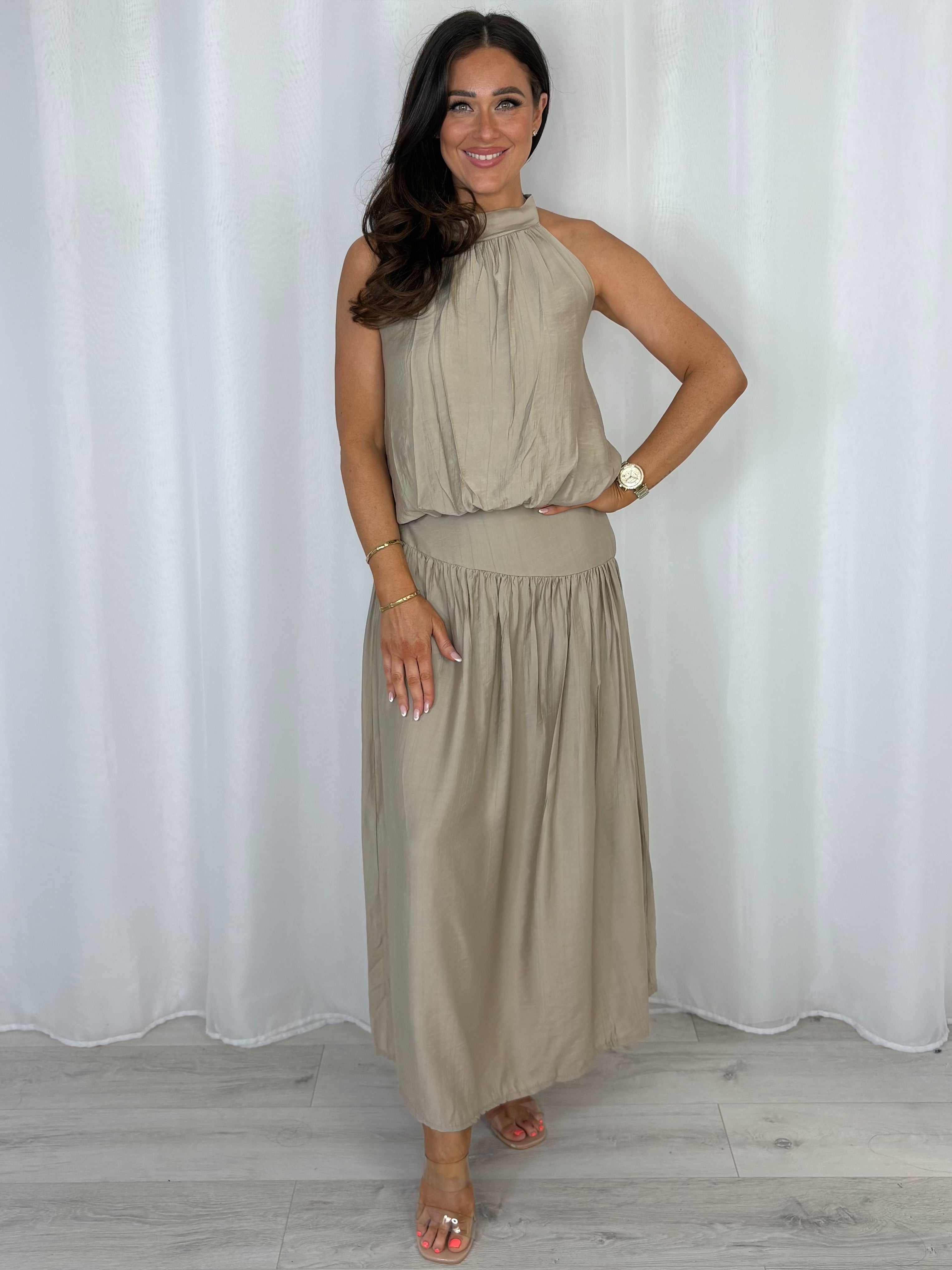 Halter Neck Balloon Style Top And Maxi Skirt Co-Ord (5 Colours)
