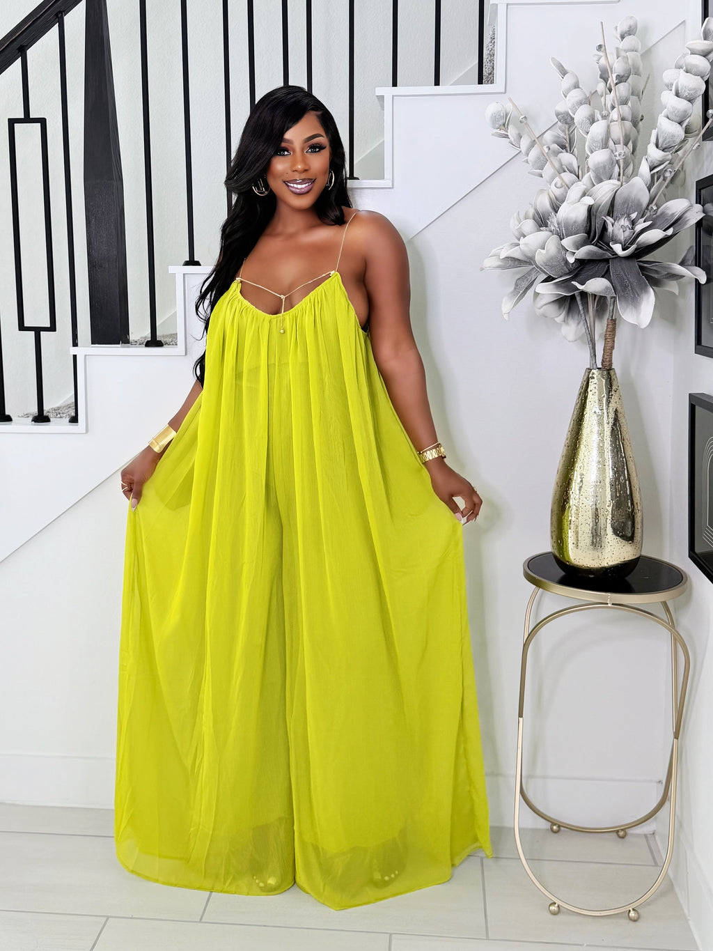 THE LUXE ESCAPE JUMPSUIT (LIME GREEN)