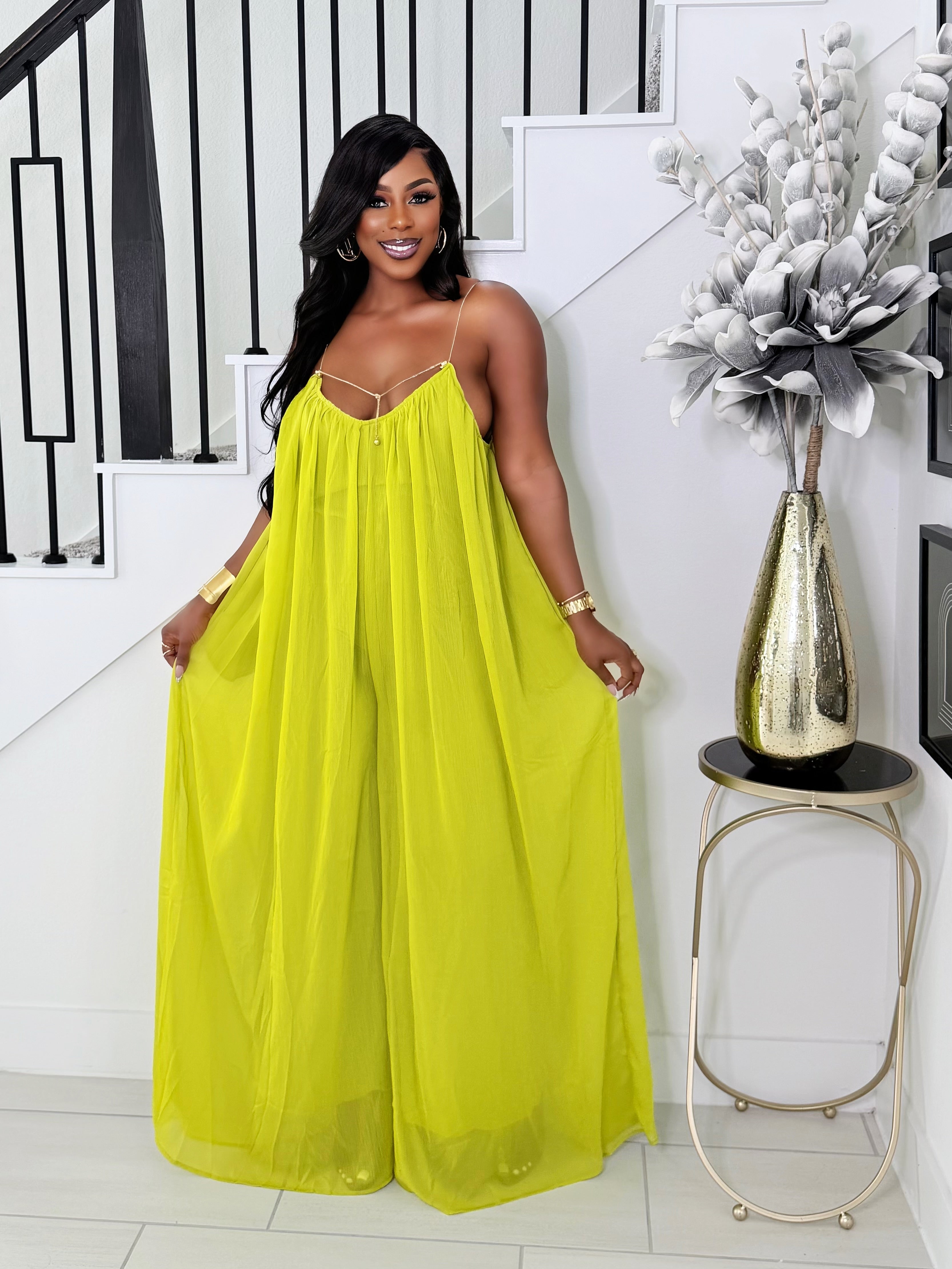 THE LUXE ESCAPE JUMPSUIT (LIME GREEN)
