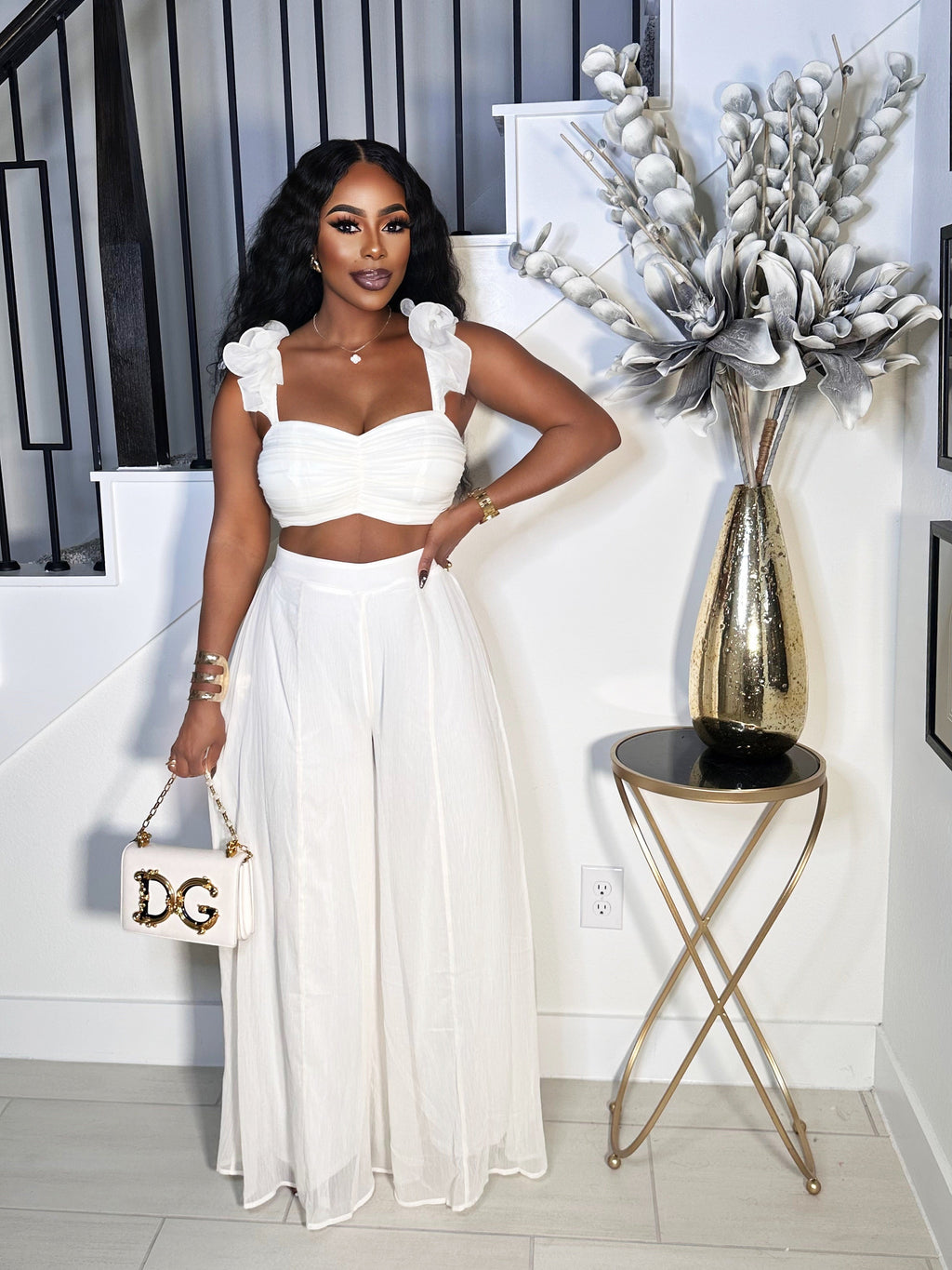 LOVELY DAY WIDE LEG PANTS SET (IVORY)