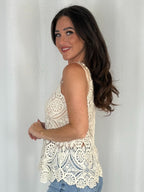 Crochet Lace Vest Top With Scalloped Edge (9 Colours)