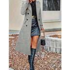 New Women Double Breasted Simple Design Woolen Coat