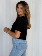 Round Neck Short Sleeve Cropped Top (3 Colours)