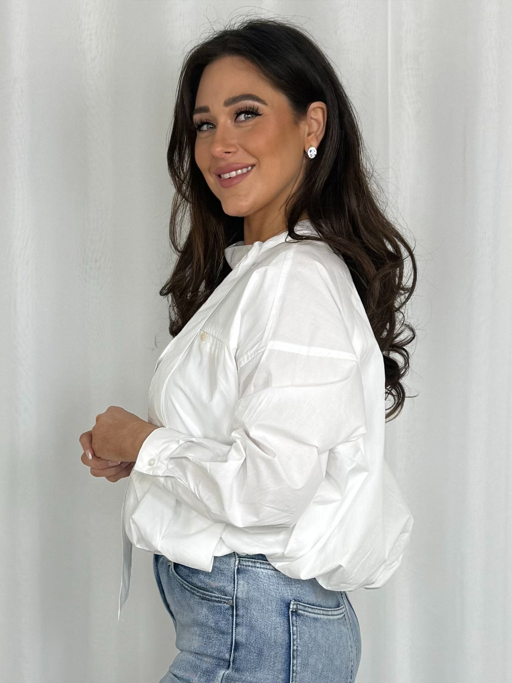 Balloon Style Neck Tie Detail Shirt (2 Colours)