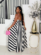 MAX IT UP STRIPY SUN DRESS (BLACK)