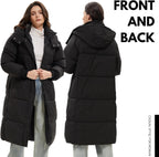 Long Puffer Jacket for Women,2024 Thickened Winter Coat Hooded with Deep Pockets, Ladies Warm Winter Jacket