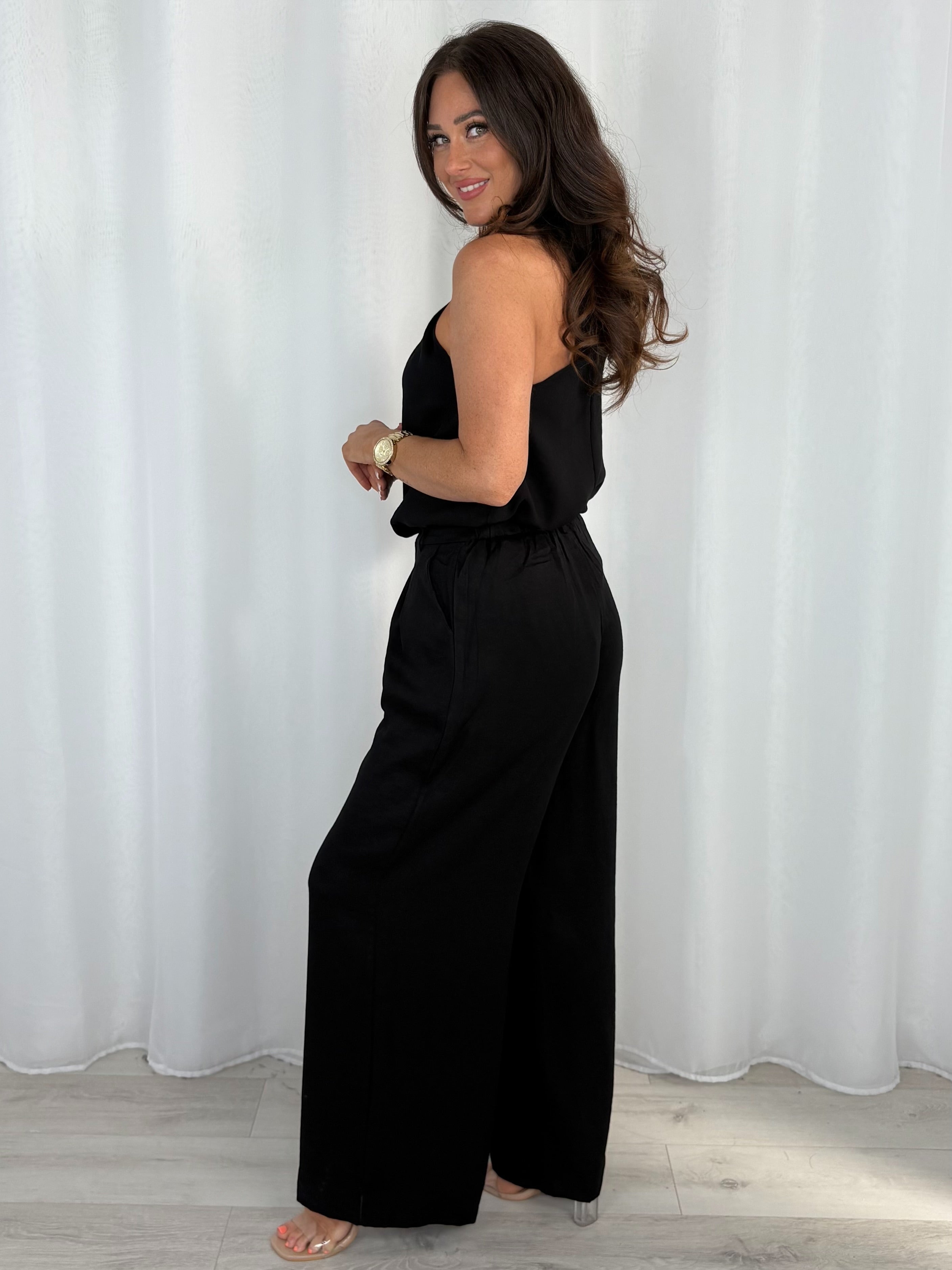 Gold Buckle Racer Cut Top And Wide Leg Trouser Co-Ord (3 Colours)