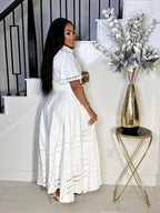 MAKE A WISH CLASSY WHITE FLARE SKIRT SET (WHITE)